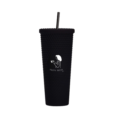 24 oz Studded Plastic Tumbler | Double-Wall Insulated, Sweat-Proof, Matte-finished, Tumbler w/ Plastic, Reusable Straw and Lid