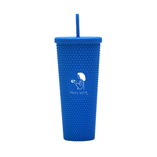 24 oz Studded Plastic Tumbler | Double-Wall Insulated, Sweat-Proof, Matte-finished, Tumbler w/ Plastic, Reusable Straw and Lid