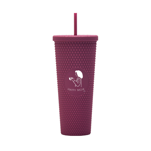 24 oz Studded Plastic Tumbler | Double-Wall Insulated, Sweat-Proof, Matte-finished, Tumbler w/ Plastic, Reusable Straw and Lid