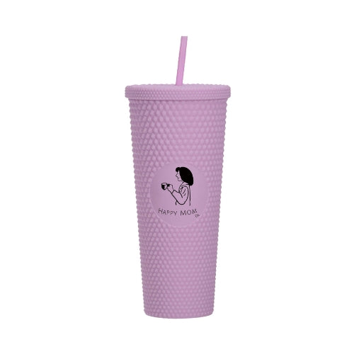 24 oz Studded Plastic Tumbler | Double-Wall Insulated, Sweat-Proof, Matte-finished, Tumbler w/ Plastic, Reusable Straw and Lid