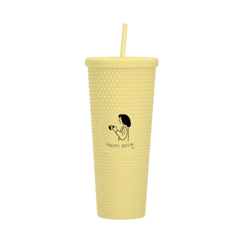 24 oz Studded Plastic Tumbler | Double-Wall Insulated, Sweat-Proof, Matte-finished, Tumbler w/ Plastic, Reusable Straw and Lid